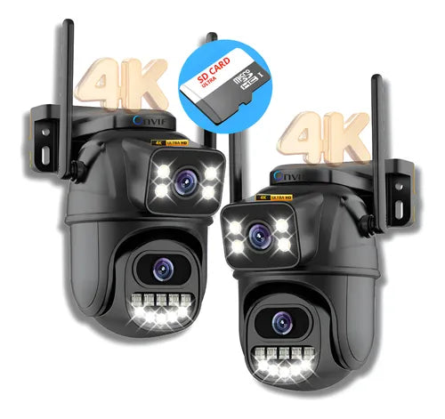Kit 2 Câmera Segurança Ip Wifi P11-qq6 Lente Dupla 6mp App Icsee Cor Preto Estary Shop