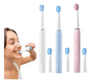 Escova Dental Elétrica Usb Com 3 Cabeças E Base De Apoio