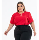 Kit 2 Blusas Feminino Gola Redonda Com Mangas Lisa Plus Size