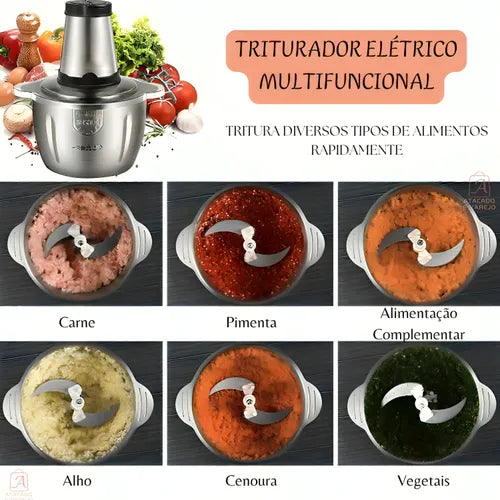 Moedor Carne Elétrico Processador Legumes Triturador Inox Potente