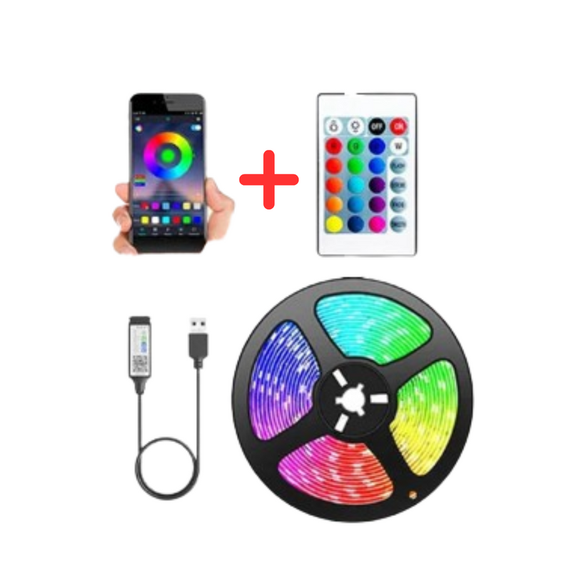 Fita Led 5050 Rgb Colorida 5 Metros Prova Dágua Com Controle