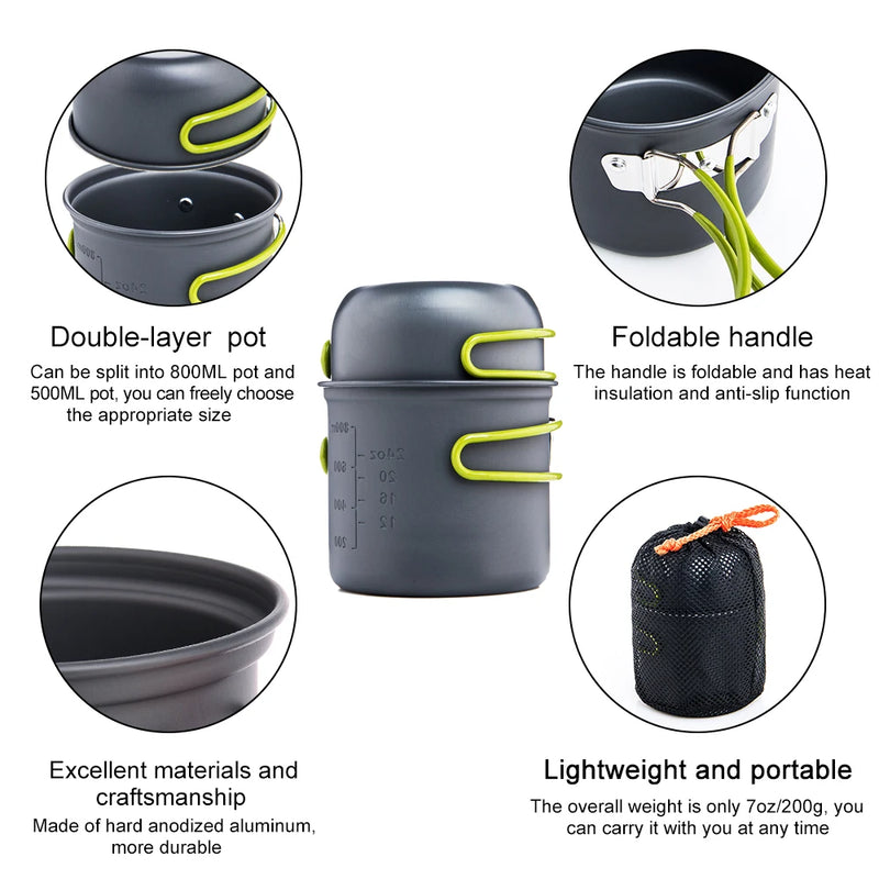 Widesea camping utensílios de mesa conjunto de panelas ao ar livre