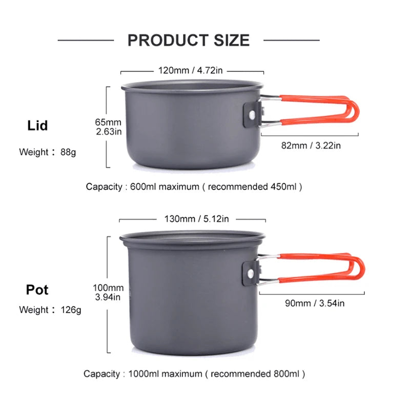 Widesea camping utensílios de mesa conjunto de panelas ao ar livre