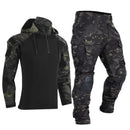 Conjunto militar masculino com estampa de camuflagem, à prova de vento