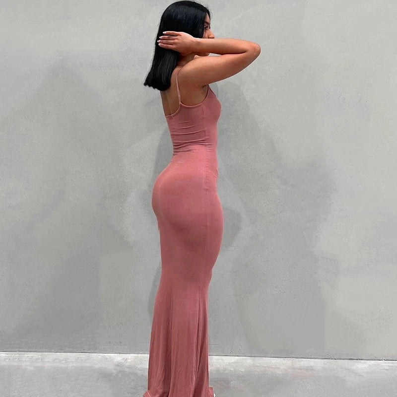Vestido Longo Slip Dress em Seda Fria Verão