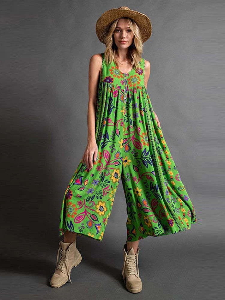 Macacão feminino vintage sem mangas