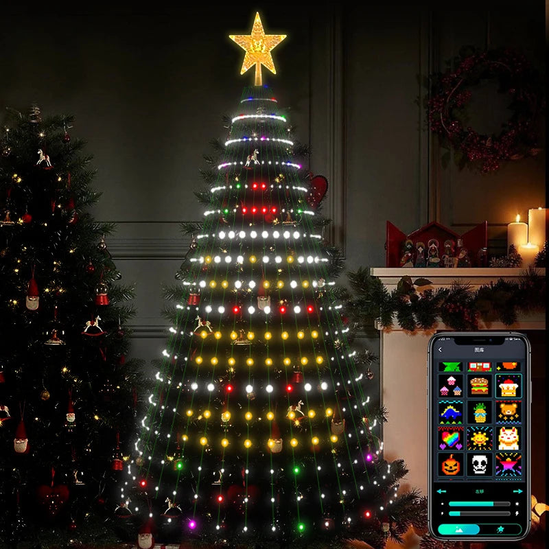 Luzes de Cachoeira LED para Árvore de Natal | 8 Modos e Timer+ Brinde+frete gratis a pronta entrega