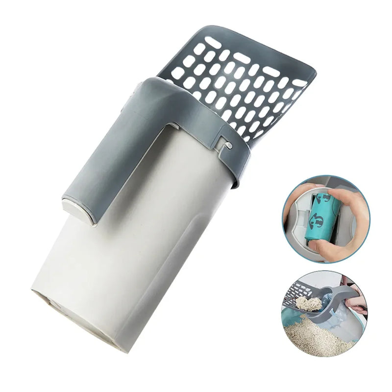 Pá Higiênica para Gatos com Dispenser Embutido + Saco Coletor Descartável