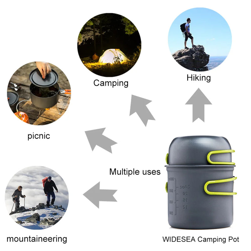Widesea camping utensílios de mesa conjunto de panelas ao ar livre