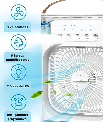 Mini Climatizador De Ar Com Reservatorio Para Agua E Gelo