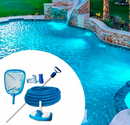 Kit Limpeza Para Piscina Aspirador Peneira Escova Vinil Alvenaria Fibra + Cabo De Alumínio Telescópico 3m + mangueira 4m