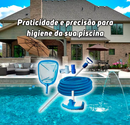 Kit Limpeza Para Piscina Aspirador Peneira Escova Vinil Alvenaria Fibra + Cabo De Alumínio Telescópico 3m + mangueira 4m