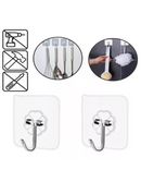 10 Ganchos Adesivo Parede Super Aderência - Transparente