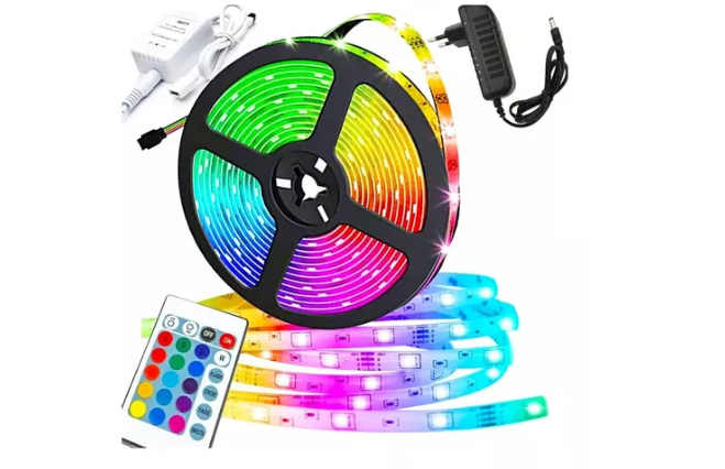 Fita Led 5050 Rgb Colorida 5 Metros Prova Dágua Com Controle