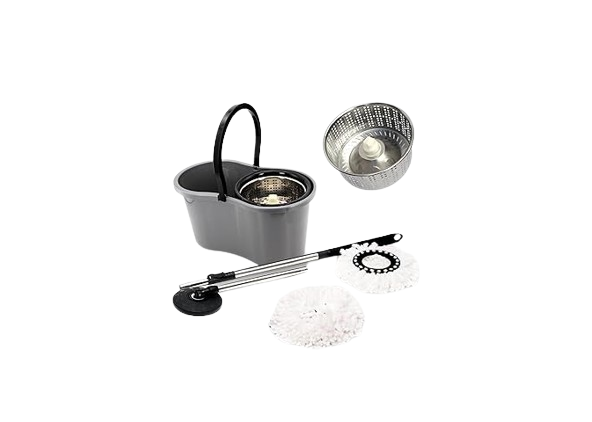 Mop Giratório Com Cesto Em Inox C/2 Limpeza Giratório 9L