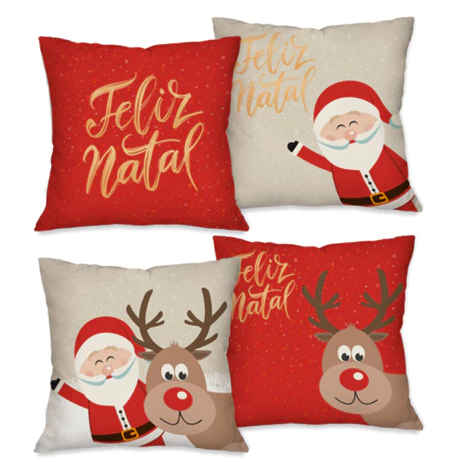 Kit 4 Capas de Almofada Natalinas 2024: Decore com Conforto