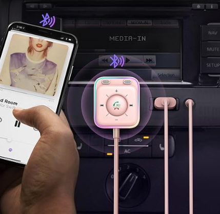 Adaptador Bluetooth 5.4 Car AUX com Microfones Duplos