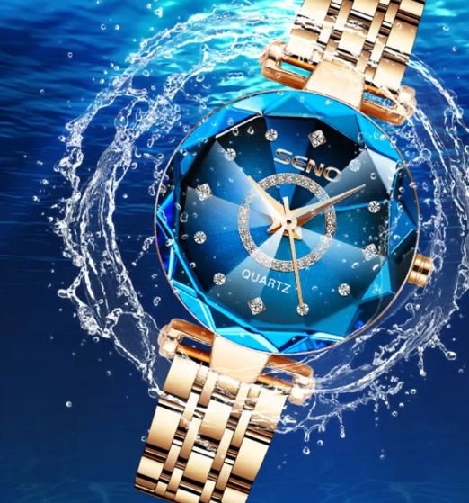 Relógio Feminino Diamante Luxo Anti Impacto e a Prova D'água