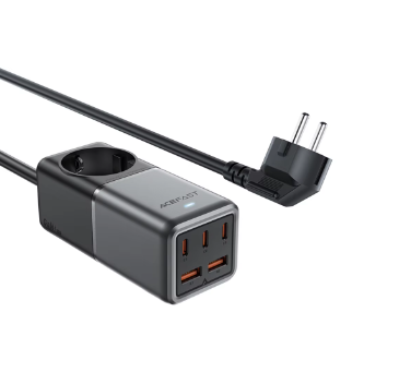 Carregador Rápido Digital Desktop Power Strip. 2 tomadas AC e controle remoto via APP. Proteção contra sobrecarga