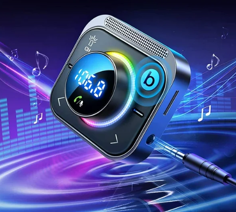 Adaptador Bluetooth 5.4 Car AUX com Microfones Duplos