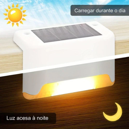 Luminária Externa de Led Solar À Porva D'água Para Muro, Escada, Cercas