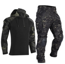 Conjunto militar masculino com estampa de camuflagem, à prova de vento
