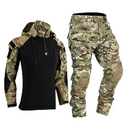 Conjunto militar masculino com estampa de camuflagem, à prova de vento