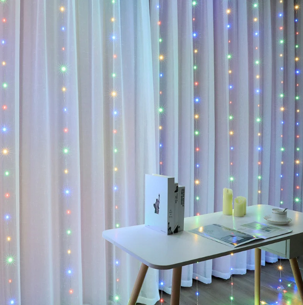 Cortina de Luzes LED 6M/3M com 8 Modos | Controle Remoto USB