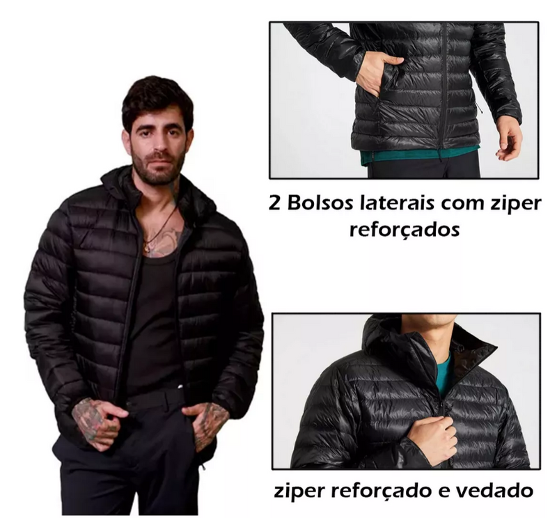 Jaqueta Casaco Puffer Bobojaco Corta Vento Capuz Removível