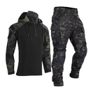 Conjunto militar masculino com estampa de camuflagem, à prova de vento