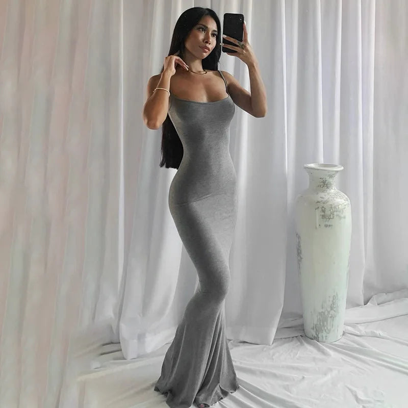 Vestido Longo Slip Dress em Seda Fria Verão