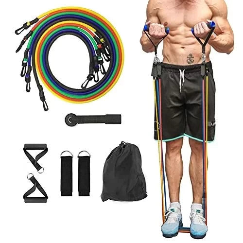 Kit Elástico 11 Itens Extensor Para Treinamento Funcional