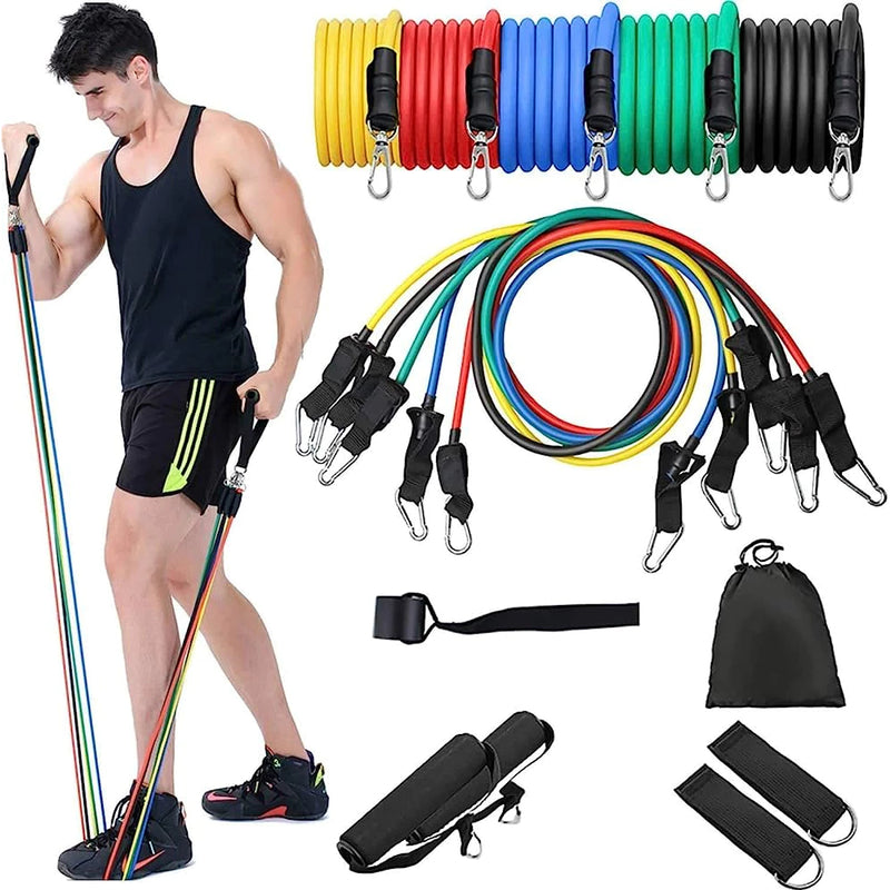 Kit Elástico 11 Itens Extensor Para Treinamento Funcional