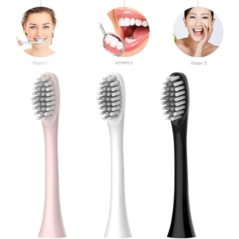 Escova Dental Elétrica Usb Com 3 Cabeças E Base De Apoio
