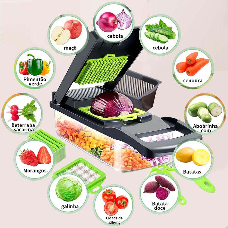 Cortador de legumes 16 em 1, cortador de vegetais de 8 lâminas - Compre 1 Leve 2 Unidades