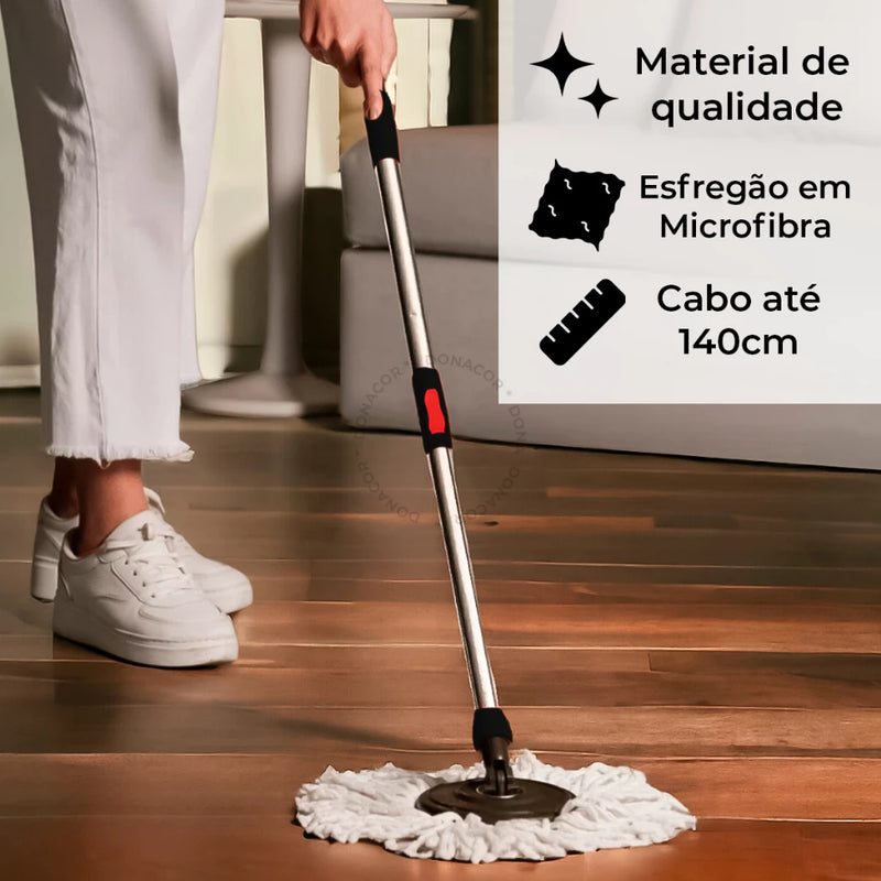 Balde Mop 360° Giratório C/ Cesto P/ Limpeza Geral Esfregão