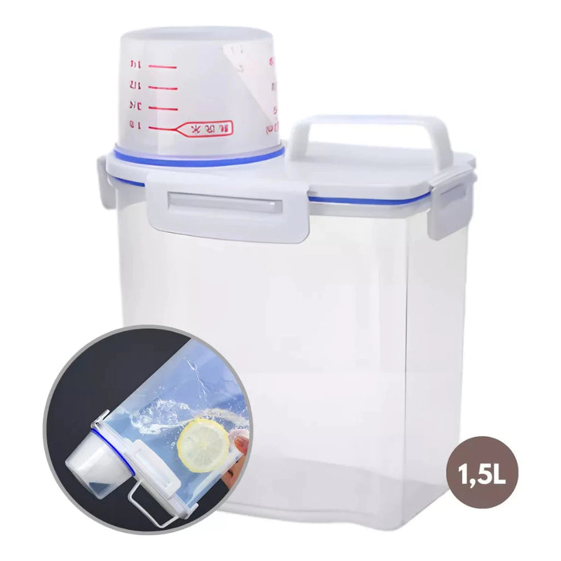 Pote Hermético 2.5L com Copo Medidor Bico Dosador Cozinha Mantimentos - COMPRE 2 LEVE 3 UNIDADES