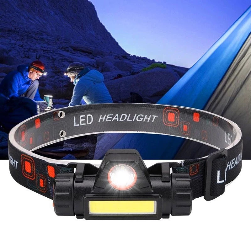 Lanterna de Cabeça Capacete Profissional Compacta Com Bateria Recarregável USB LED